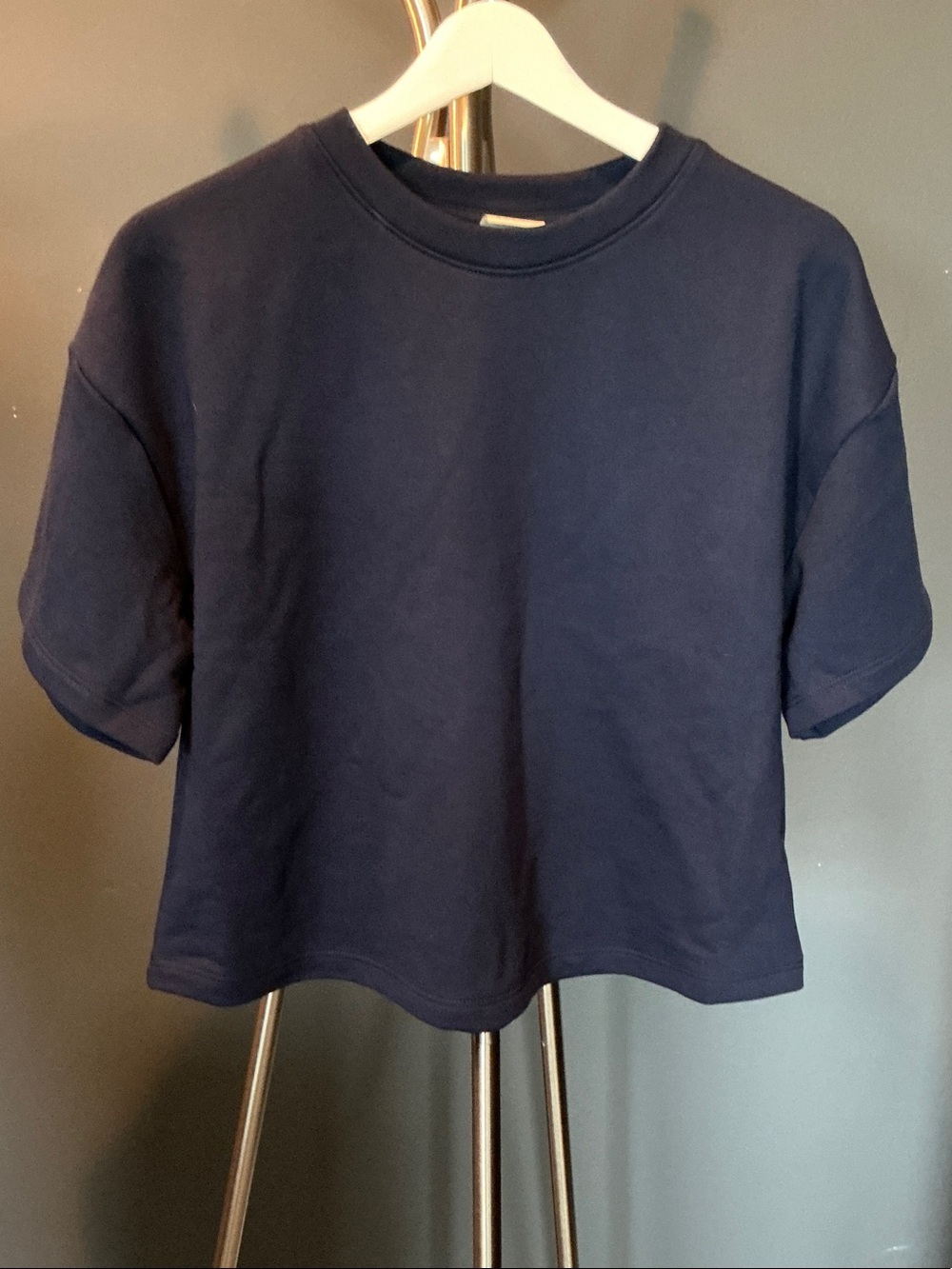 Cropped Navy Boxy Tee